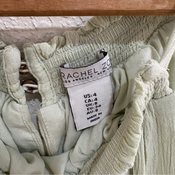 Rachel Zoe Sage Green Sleeveless Tiered Maxi Dress Bohemian Cottagecore Size 4 - Picture 4 of 7